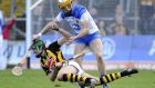 Kilkenny’s Mark Kelly battles with Shane Fives of Waterford at Nowlan Park last Sunday. Photo: Tommy Grealy/Inpho 