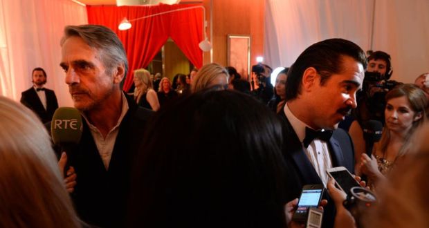 Jeremy Irons and Colin Farrell at the Iftas  in Dublin at the weekend. Photograph; Dara Mac Dónaill 