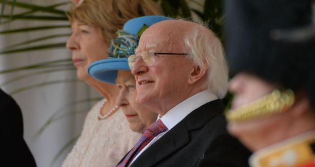 Queen Elizabeth with President Higgins  and Sabina Higgins. Photograph: Alan Betson
