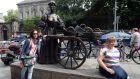 Molly Malone is being kept on display because of her draw as a tourist attraction but several other historic features are also in the process of being moved to make way for the Luas line. Photograph: Eric Luke/The Irish Times 