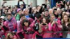 Spectators line the street for the best view of the finish of stage three of the Giro d’Italia on Merrion Street, Dublin, yesterday. Photograph: Eric Luke