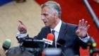  Swiss president and OSCE chairman Didier Burkhalter gives a press birefing at the end of his meeting with the European Foreign affairs council at the EU headquarters in Brussels, Belgium today. Photograph: EPA 