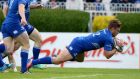 Ian Madigan goes over for the only try of the RaboDirect Pro12 semi-final against Ulster at the  RDS. Photograph:  James Crombie/Inpho 