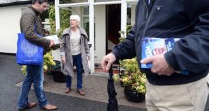  Kenneth Egan canvassing  in Clondalkin earlier this month. Photograph: Eric Luke/The Irish Times