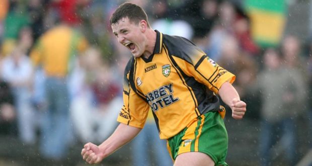 A 17-year-old Michael Murphy celebrates scoring a goal on his championship debut, a first round qualifier against Leitrim in 2007. His manager on that day was Brian McIver, who he will come up against at Celtic Park on Sunday when Derry are their Ulster SFC opponents. Photograph: Inpho 