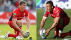 England outhalves past and present will meet in form of Saracens’ Owen Farrell, left, and Jonny Wilkinson of Toulon when the two clubs meet in this afternoon’s Heineken cup final in Cardiff. 
Photographs: David Rogers/Getty Images