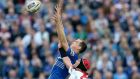 Leinster’s Devin Toner in action against Ulster in their RaboDirect Pro12 play-off semi-final at the RDS earlier this month.