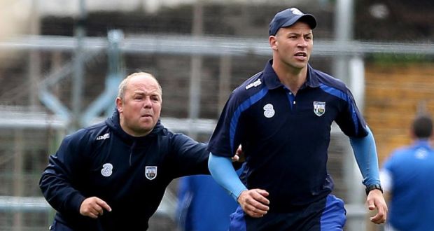 Derek McGrath, left,  and selector Dan Shanahan keeping a close eye on the action during the drawn clash with Cork at Semple Stadium, Thurles. Photo: James Crombie/Inpho