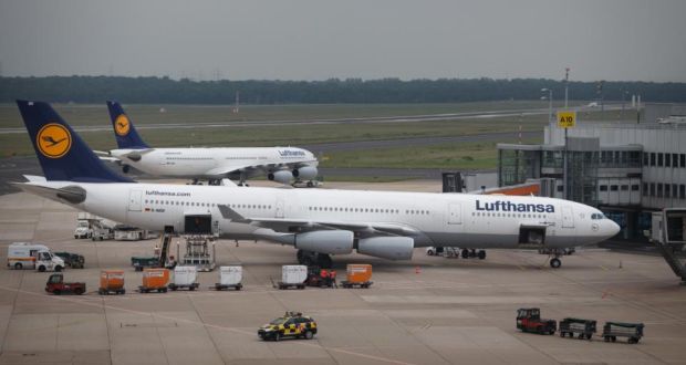 German airline Lufthansa slid the most since September 2001 after lowering operating-profit estimates for this year and next. Photograph: Jasper Juinen/Bloomberg