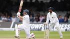  Gary Ballance of England hits a six to bring up his Test century on day four of the first  Test against Sri Lanka at Lord’s . Photograph:  Tom Shaw/Getty Images