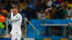 Wayne Rooney may have scored his first World Cup goal for England but found himself firmly in the shade of Uruguay’s Luis Suarez. Photograph: Ivan Alvarado/Reuters