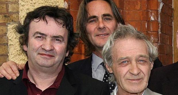 Gerry Conlon (left), Paul Hill (centre), and Paddy Hill of the Birmingham Six after after the funeral of Birmingham Six member Richard McIkenny in 2006. File Photograph: Julien Behal/PA.