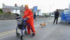 Peace activist Margaretta D’Arcy arriving at Mill Street Garda station in Galway today.  Photograph: Joe O’Shaughnessy