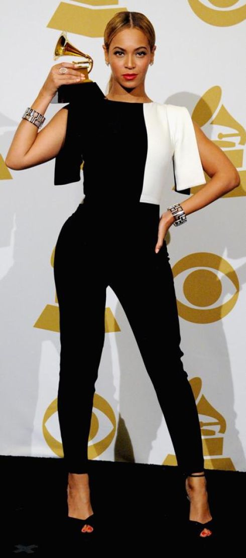 beyonce black and white jumpsuit