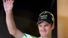 Tinkoff-Saxo team rider Michael Rogers of Australia celebrates after winning the 16th stage.   Jean-Paul Pelissier/Reuters   