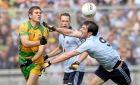 Donegal’s Ryan Bradley and Michael Darragh MacAuley of Dublin during the sides’ All-Ireland football semi-final at Croke Park in August 2011. Photograph: James Crosbie/Inpho.
