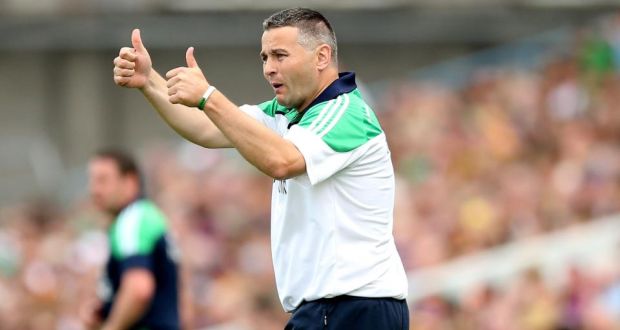 It’s thumbs up for Limerick and their manager TJ Ryan at  Semple Stadium, Thurles, yesterday. Photograph: James Crombie/Inpho