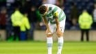 Celtic’s Charlie Mulgrew at the final whistle in Edinburgh.  Photograph: Jeff Holmes/PA Wire