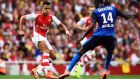 Alexis Sanchez challenges Monaco’s Tiemoue Bakayoko during their Emirates Cup game. Arsenal paid Barcelona €39 million for the player after he starred for Chile at the World Cup finals in Brazil. Photograph: Dylan Martinez/Reuters