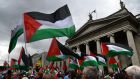 Protestors calling for an end to violence in Gaza marched from The Spire on O’Connell Street in  Dublin to the Israeli Embassy today. Photograph: Dara Mac Dónaill/The Irish Times.