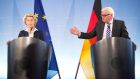 German minister of defence Ursula von der Leyen and German minister for foreign Affairs Frank-Walter Steinmeier at a press conference in Berlin yesterday. Photograph: EPA/Maurizio Gambarini