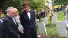 Belgian prime minister Elio di Rupo (right) stands in front of Maurice Dease’s grave in Mons. Photograph: Ronan McGreevy