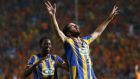 Cillian Sheridan’s Apoel Nicosia have been drawn in Group F alongside Barcelona,  PSG and Ajax. Photograph:  Andrew Caballero-Reynolds/Getty Images