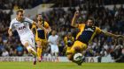Harry Kane of Spurs scores the first against AEL Limassol in the  Uefa Europa League Qualifying Play-Offs round second leg match at White Hart Lane. Photograph:  Jamie McDonald/Getty Images