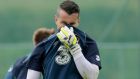  Shay Given in action at the Irish squad training. Photograph: Donall Farmer/Inpho  