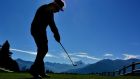France’s Victor Dubuisson plays a shot during yesterday’s pro-am before today’s start of the Omega European Masters at Crans-sur-Sierre. Photograph: Stuart Franklin/Getty Images