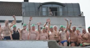 Swimmers gather at  95th Dublin City Liffey swim.  Photograph: Alan Betson / The Irish Times