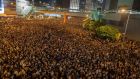  Pro-democracy protesters gather outside the Hong Kong government headquarters. Photograph: Alex Hofford/EPA