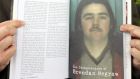 A piece on Brendan Megraw in the book The Disappeared Of Northern Ireland’s Troubles which collates the personal stories of 14 of the families affected. Photograph: Paul Faith/PA Wire