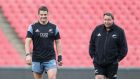 Richie McCaw, the All Black captain, who will make his record breaking 134th appearance for the All Blacks with coach Steve Hansen at Ellis Park Stadium, Johannesburg, South Africa. Photograph: Getty Images  