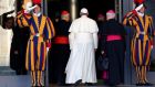 Pope Francis arrives for the opening of the Synod on the themes of family in Vatican City. Photograph: Franco Origlia/Getty Images