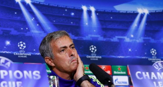 Chelsea’s manager Jose Mourinho attends a media conference at their training ground in Cobham. Chelsea  play Maribor in a Champions League Group G soccer match on Tuesday. Photograph: Eddie Keogh / Reuters 