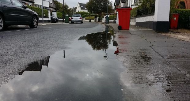 A water leak which followed water meter installation works in Sandymount, south  Dublin. Irish Water has not been communicating effectively to people at the most basic level: on the phones and the doors.  Photograph: Frank Miller