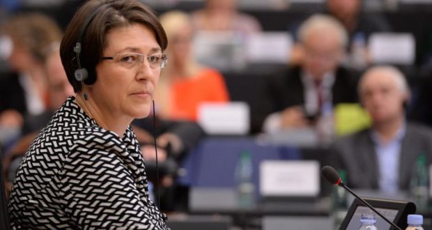  Violeta Bulc of Slovenia, the designated European commissioner for transport, speaks at her hearing at the European Parliament in Strasbourg,  yesterday. Photograph: Patrick Seeger/EPA