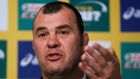 Michael Cheika answers a question at a news conference where he was announced as the new Australian  coach in Sydney. Photograpgh:  Jason Reed/Reuters 