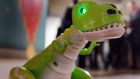 The Zoomer Dino-Boomer Toy Dinosaur, one of the “dream dozen” hot ticket  toys this  Christmas. Photograph: John Stillwell/PA Wire