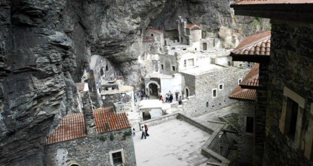 The Sumela Monastery, which has seen many of its symbols of Christianity – crosses carved into mountain stone and frescoes – destroyed. Photograph: Mustafa Ozer/AFP/Getty Images