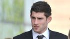 File photograph of  Sheffield United and Wales striker Ched Evans arriving at Caernafon Crown Court in 2012. Photograph: PA 