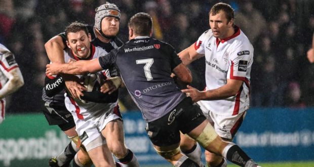 Darren Cave scored two tries against the Ospreys in Ulster’s 25-16 victory in the   Guinness Pro 12 game at the  Kingspan Stadium in Belfast. Photograph: Russell Pritchard/Inpho/Presseye