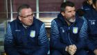  Roy Keane  and Aston Villa manager Paul Lambert look on from the bench prior during last Monday’s 1-1 draw with Southampton at Villa Park. Photograph:  Matthew Lewis/Getty Images