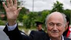  Fifa president Sepp Blatter waves to the crowd at a ground breaking ceremony for a national team training centre in  Manila, Philippines. Photograph: Dennis M Sabangan/EPA