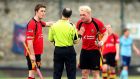 Banbridge’s Stephen Dowds (left) who scored twice in his side’s 4-4 draw against Lisnagarvey 