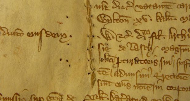  Parchments such as this 14th century archbishop’s register hold clues to ancient DNA of animals. Photograph: By permission of the Borthwick Institute for Archives