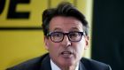 Sebastian Coe addresses the media as he unveils his IAAF presidential campaign manifesto at the British Olympics Association offices. Photograph: Andrew Redington/Getty Images