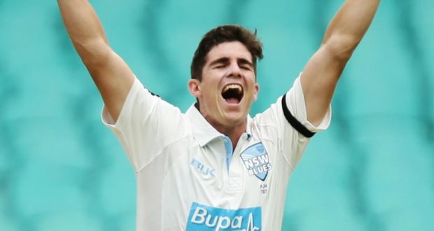 Australian bowler Sean Abbott took six wickets for 14 in Queensland’s second innings to help New South Wales beat Queensland. It was the 22-year-old’s return to cricket following the death of Phillip Hughes.  Photograph: Matt King/Getty Images