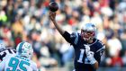 New England Patriots quarterback Tom Brady: completed 21 of 35 passes throwing for 287 yards  as the Patriots gained revenge for the opening game loss at Miami. Photograph: Matt Campbell/EPA